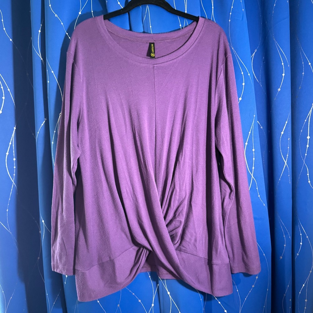 HOTGIFT Purple Long Sleeve Twist Front Casual Top Women's Size 2XL